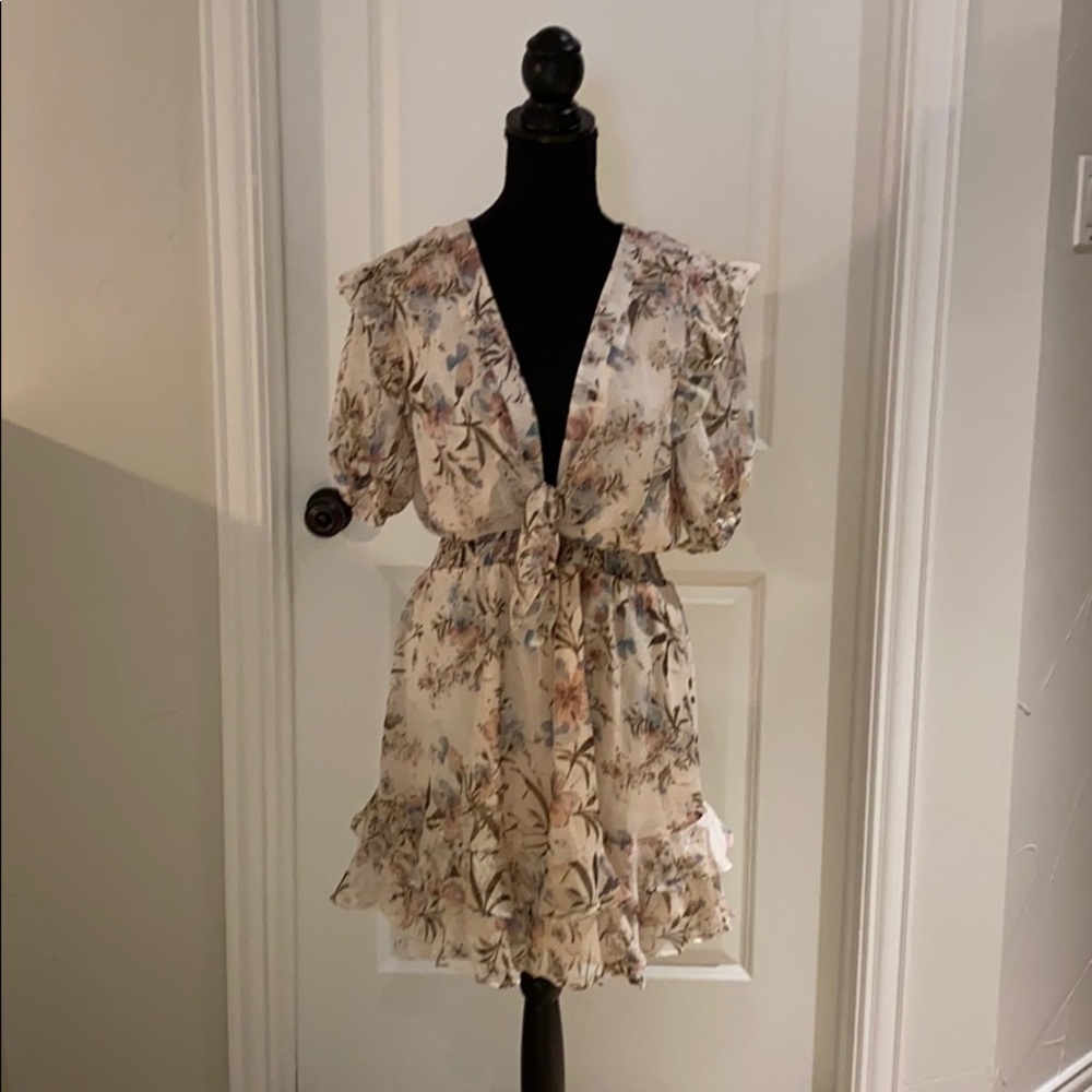 Floral pale pink print dress - New